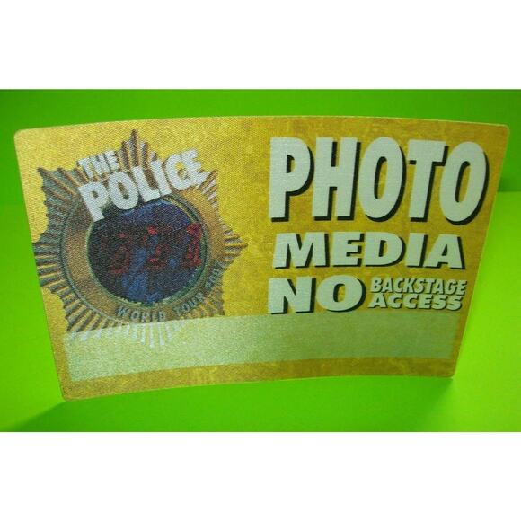 The Police Backstage Pass Concert World Tour Original Otto 2007 Yellow Sting Big - Picture 1 of 4